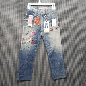 Celebrity Ace Kids Jeans 90s Charms Acid Wash 14 Blue